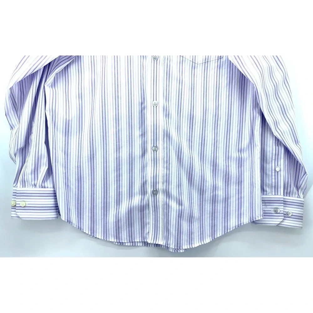 Banana Republic Mens Slim Non Iron Cotton Striped Dress Shirt Sz M Preppy Office